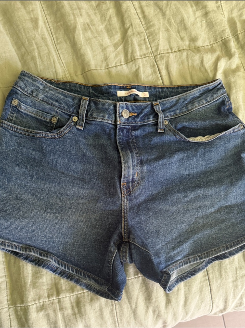 Women's Mid-Rise Blue Denim Jean Shorts